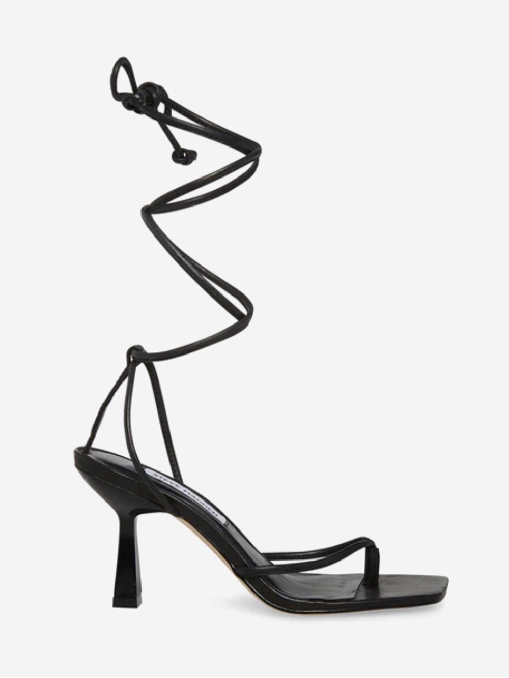 Revolve Steve Madden Khari Black Wrap Lace-Up Square Toe Heels